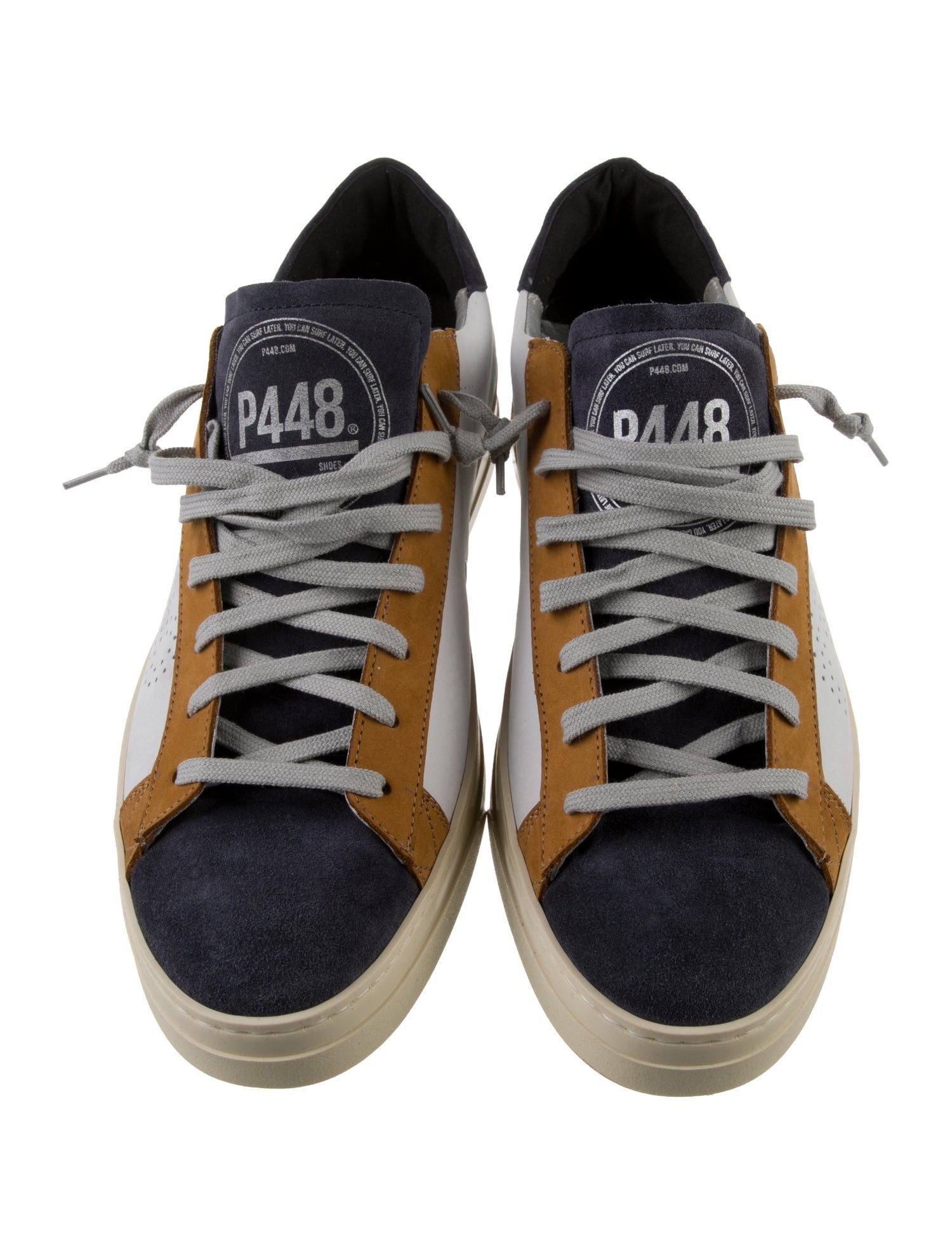 P448 Leather Colorblock Pattern Sneakers